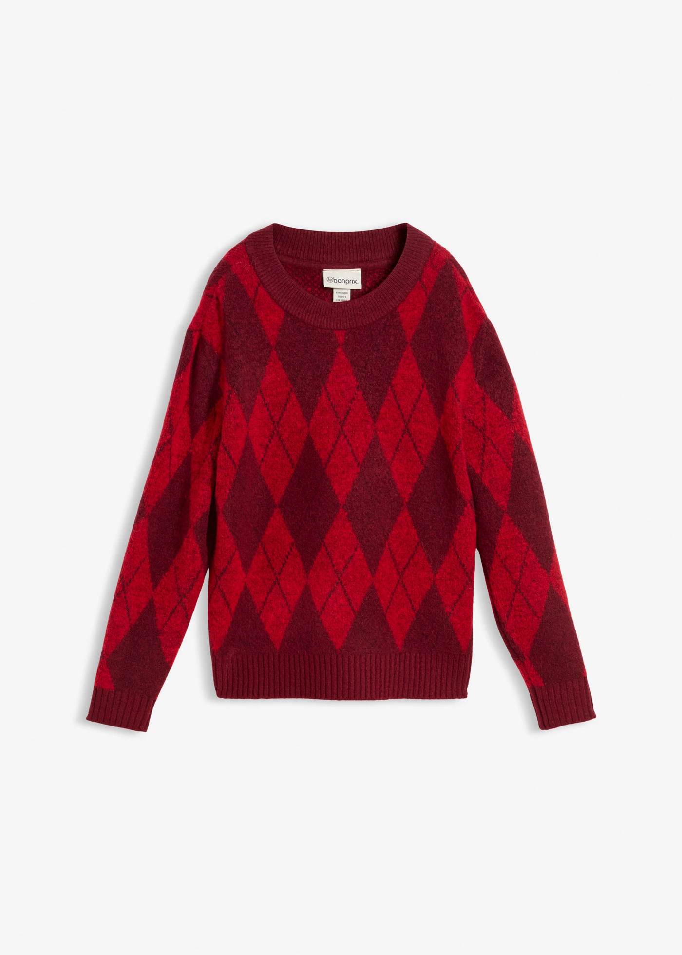 Svetr z jemné pleteniny s kostkovaným vzorem • lávově červená kostkovaná • bonprix obchod