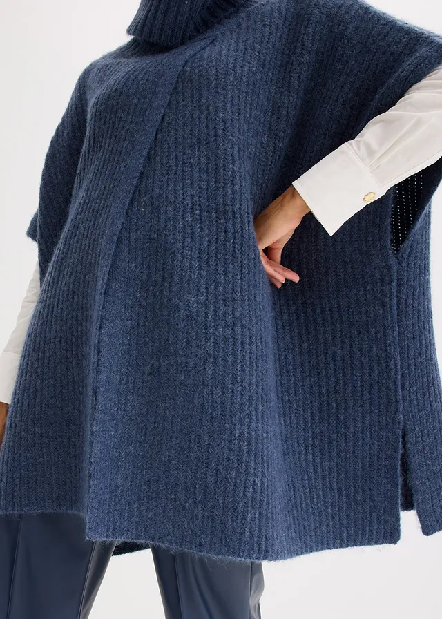 Pull poncho en laine mélangée • indigo • product-page.page-title-suffix