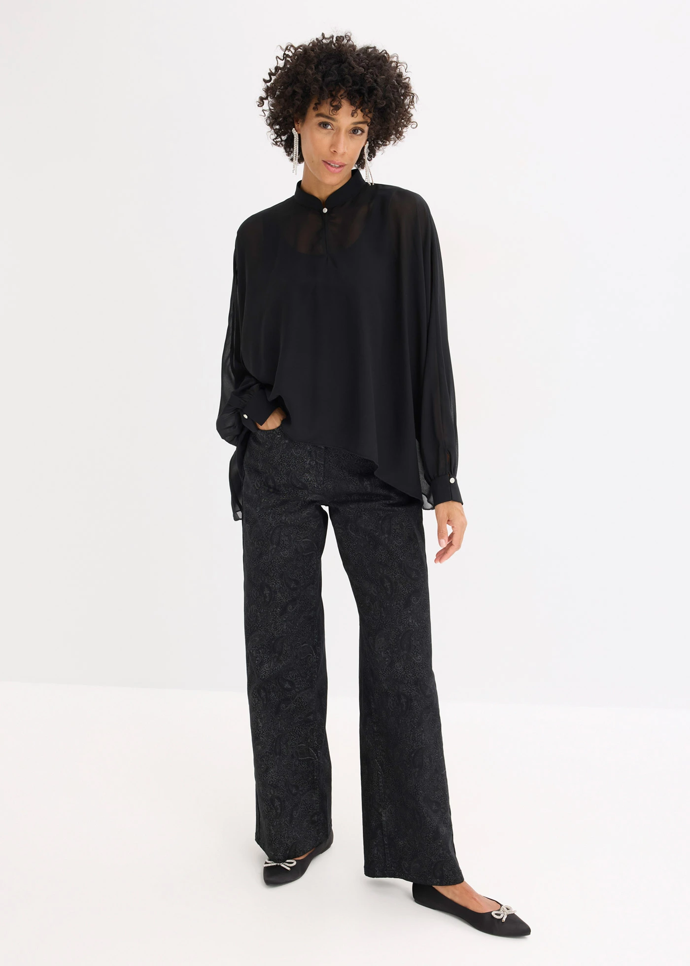 Šifónová tunika • černá • bonprix obchod