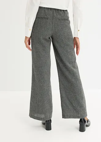 Pantaloni evazați cu aspect de tweed • negru/ecru melanj • magazin bonprix