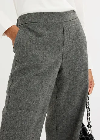 Pantaloni evazați cu aspect de tweed • negru/ecru melanj • magazin bonprix