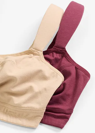 Bh zonder beugels met biologisch katoen (set van 2) • saharabeige+bessen • bonprix online shop