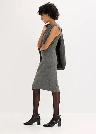 Kokerjurk in tweed look • zwart-wolwit gemêleerd • bonprix online shop