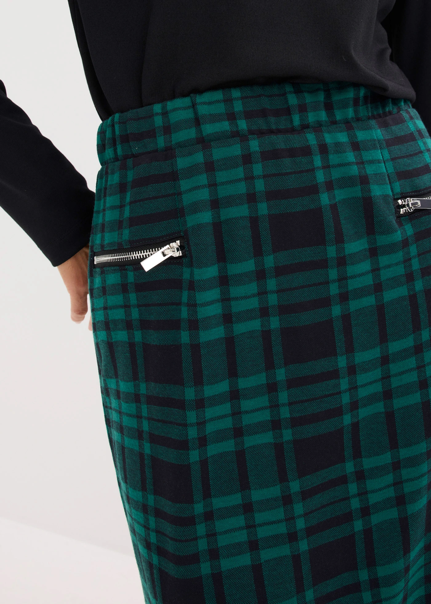 Žerzejová sukně • lesně zeleno-černá kostka • bonprix obchod