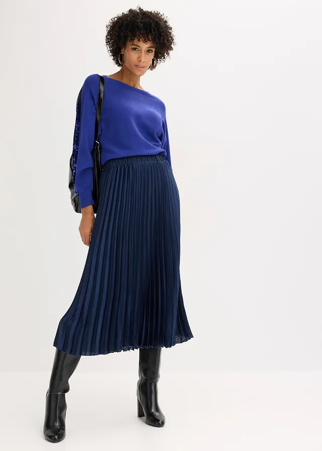 Pull en fine maille à sequins, Couleur: bleu saphir