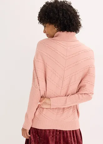 Garbó nyakú pulóver • vintage rózsaszín • bonprix áruház