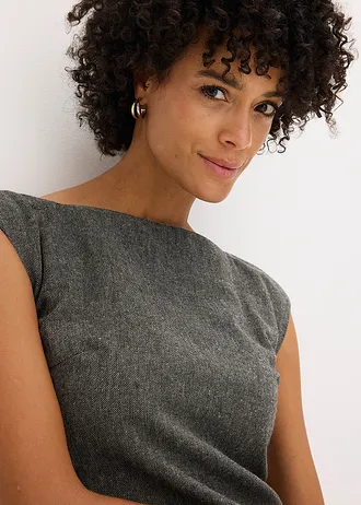 Kokerjurk in tweed look • zwart-wolwit gemêleerd • bonprix online shop