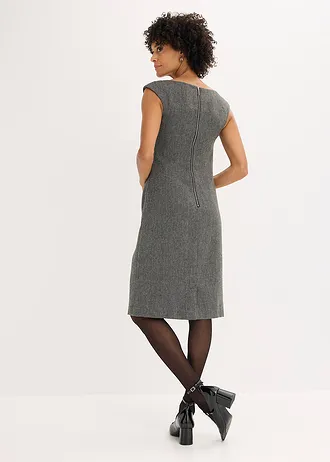 Kokerjurk in tweed look • zwart-wolwit gemêleerd • bonprix online shop