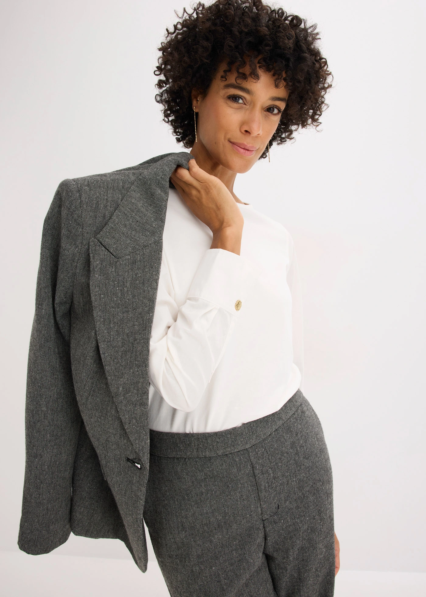 T-shirt à manches longues en popeline • ecru • Boutique bonprix