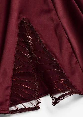 Neglijeu din satin, cu broderie elegantă • roșu burgund • magazin bonprix