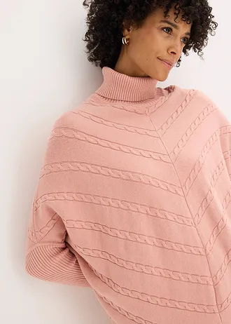 Garbó nyakú pulóver • vintage rózsaszín • bonprix áruház