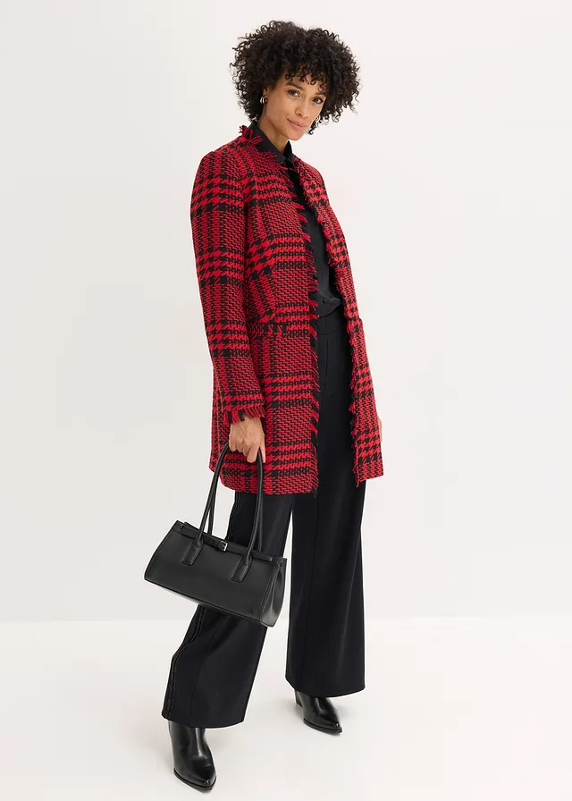 Blazer long en maille bouclette noir