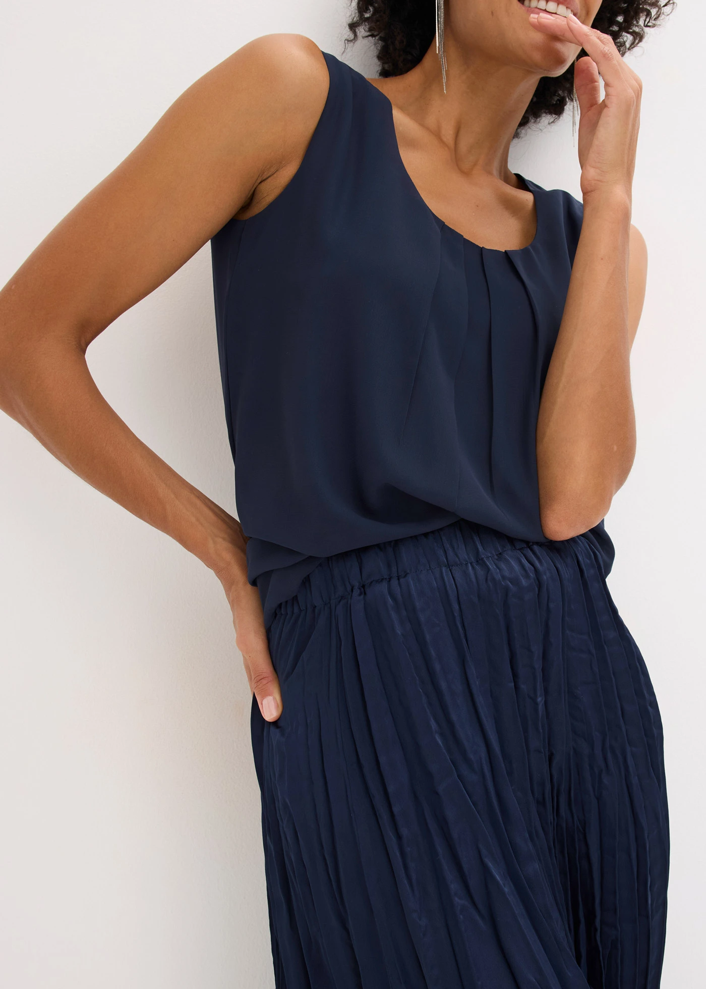 Maxi rok van crash satijn • donkerblauw • bonprix online shop