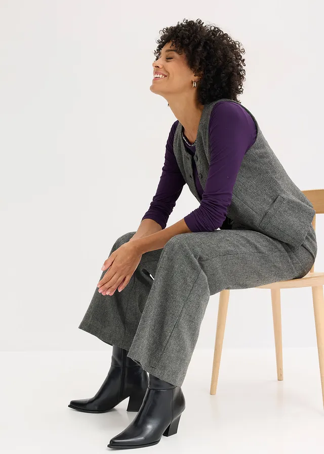 Shirt met mesh inzet en glittersteentjes donkerpaars