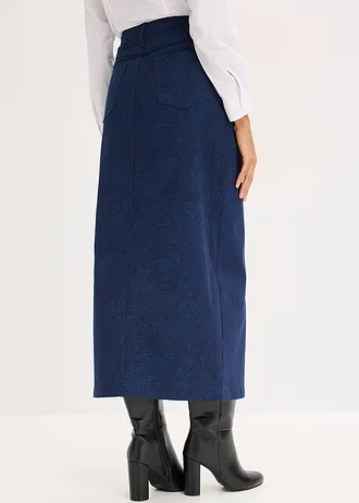 Stretchrok van katoen, Kleur: donkerblauw-lichtindigo paisley