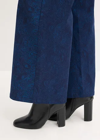 Pantalon large en coton extensible • bleu foncé-indigo clair paisley • Boutique bonprix