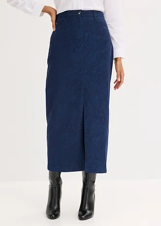 Stretchrok van katoen, Kleur: donkerblauw-lichtindigo paisley