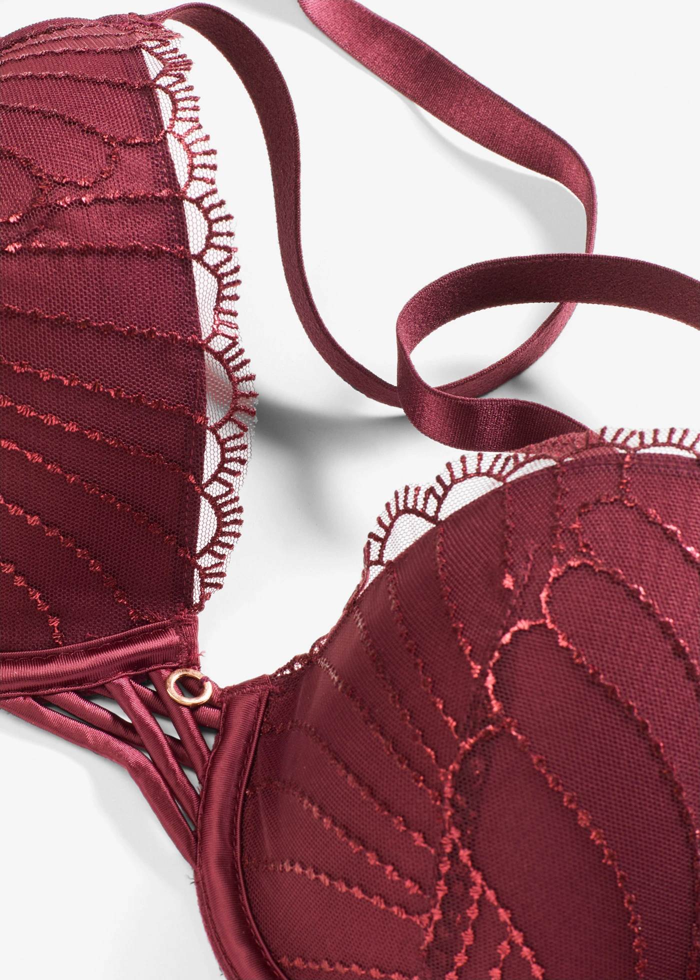 Előformázott melltartó elegáns hímzéssel • burgundi vörös • bonprix áruház