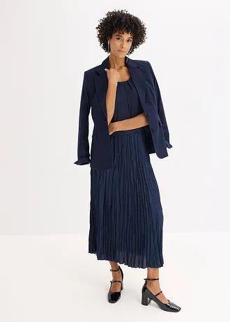 Jupe longue en satin froissé • bleu foncé • Boutique bonprix