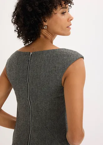 Kokerjurk in tweed look • zwart-wolwit gemêleerd • bonprix online shop