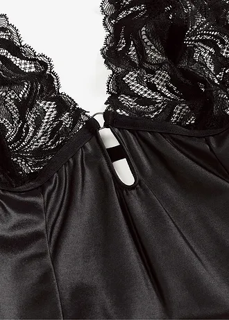 Body v mokrom vzhľade, s odnímateľnými podväzkami • čierna • obchod bonprix