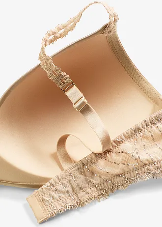 Előformázott melltartó merevítő nélkül, finom hímzéssel • szaharabézs • bonprix áruház