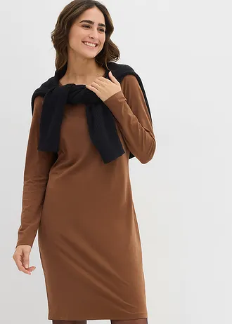 Rochie din jerse care urmărește linia corpului (set/2 buc.) • maro-piment/roșu vineriu • magazin bonprix