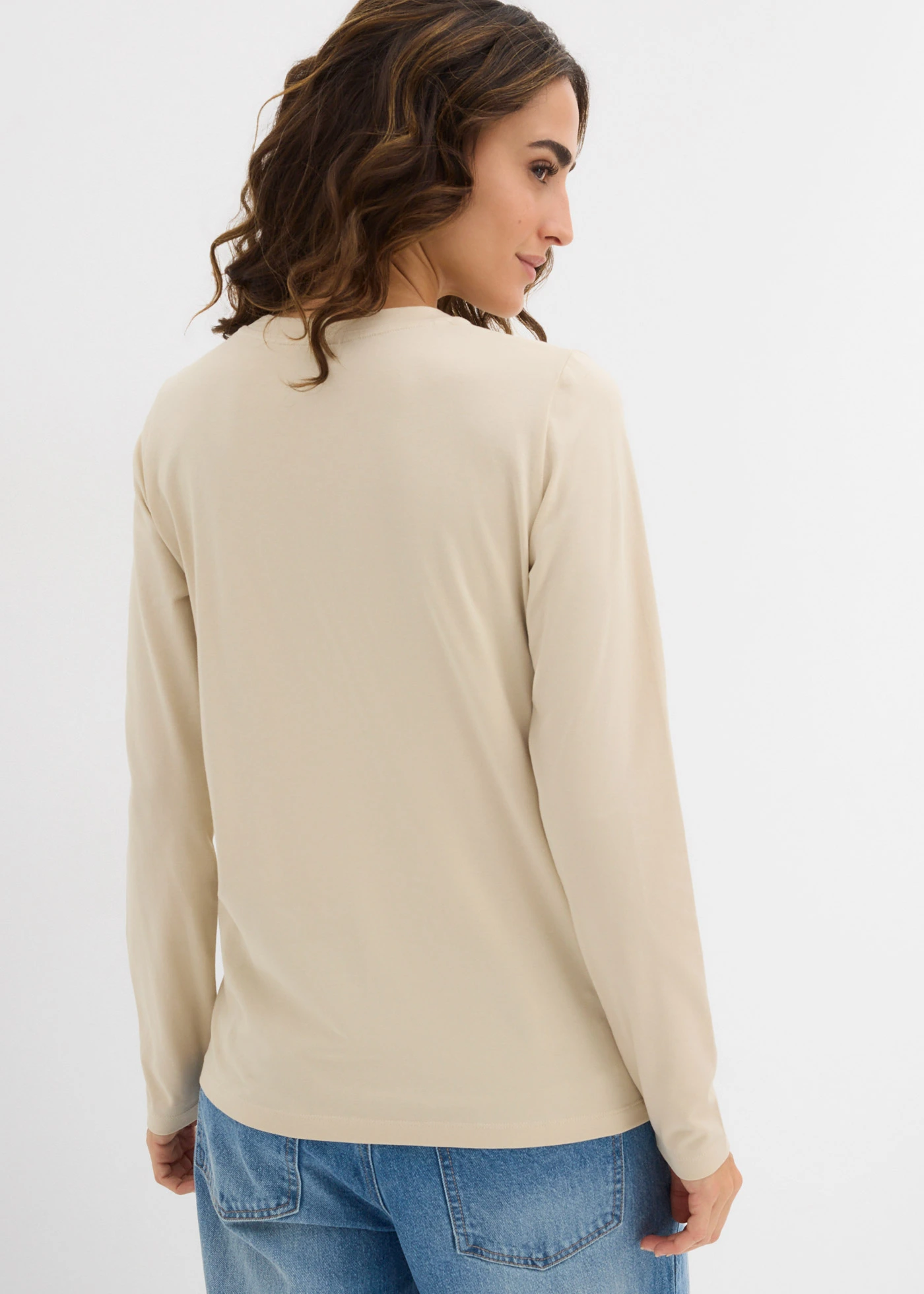 Lot de 2 T-shirts manches longues slim • rouge lave-sable clair • Boutique bonprix