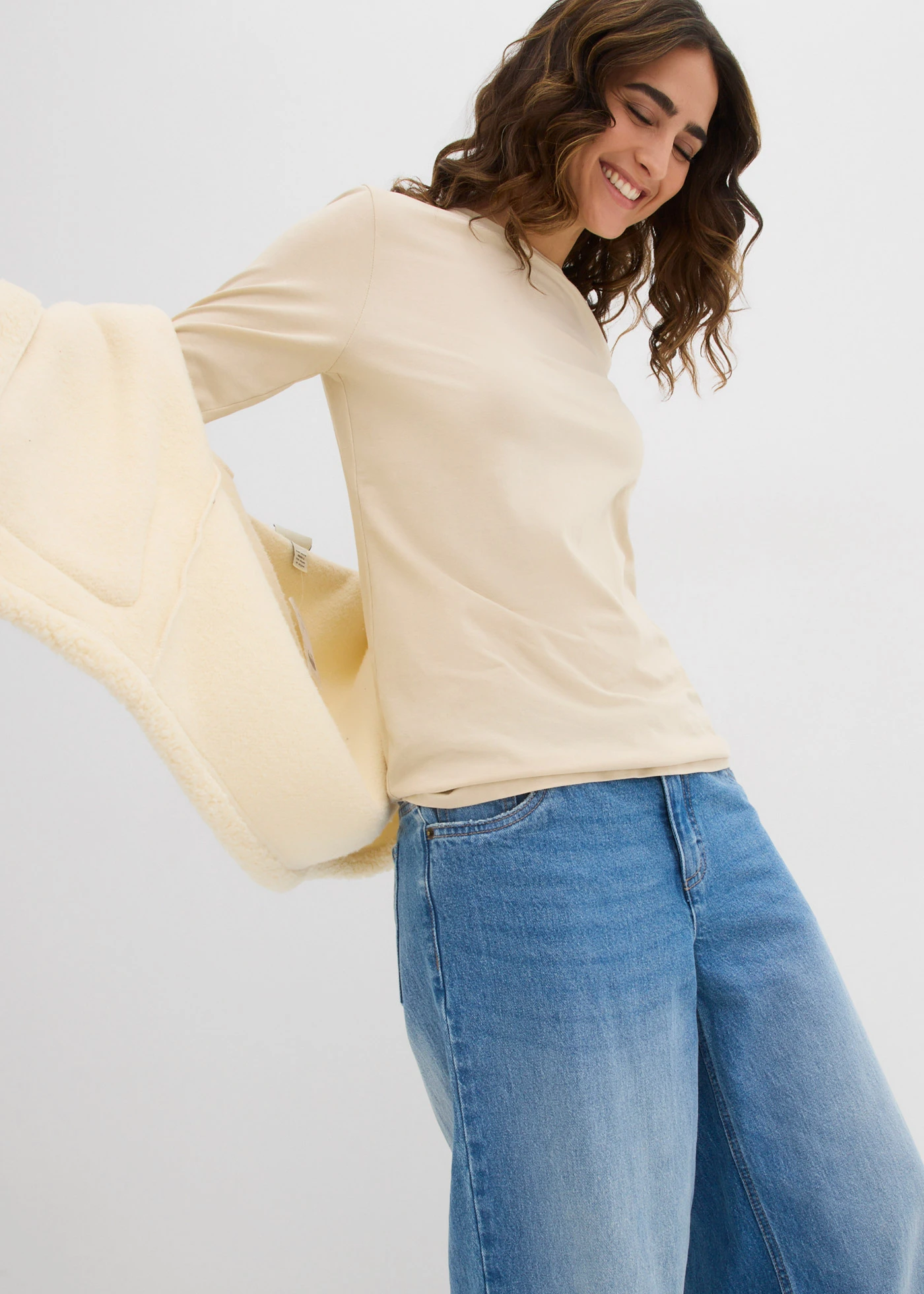 Longsleeve van puur biologisch katoen (set van 2), slim fit • lavarood-lichtsand • bonprix online shop