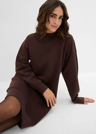 Oversize šaty z teplákoviny • tmavě hnědá • bonprix obchod