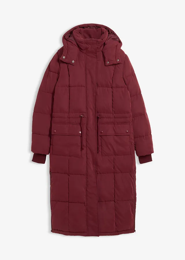 Winterjas met ritssluitingen opzij, Kleur: donkerbessen