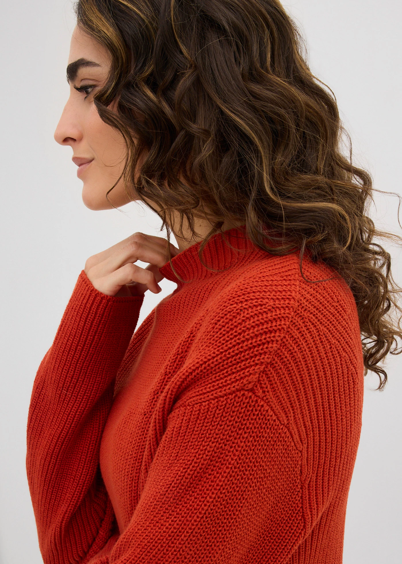 Sweter prążkowany z czystej bawełny organicznej • pomarańczowa lawa • sklep bonprix