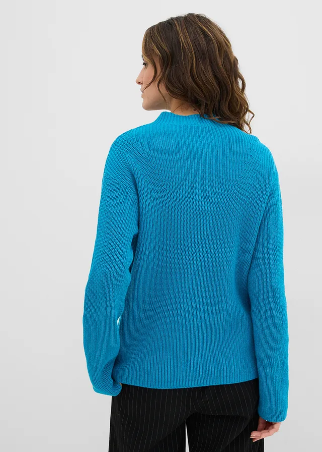 Pull en maille côtelée 100% coton • turquoise atlantique • product-page.page-title-suffix