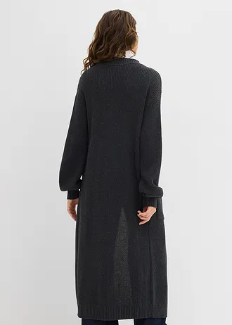 Dlouhý pletený kabátek se spadlými rameny • antracitový melír • bonprix obchod