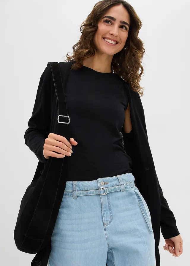 Gilet long en maille, ouvert • noir • product-page.page-title-suffix
