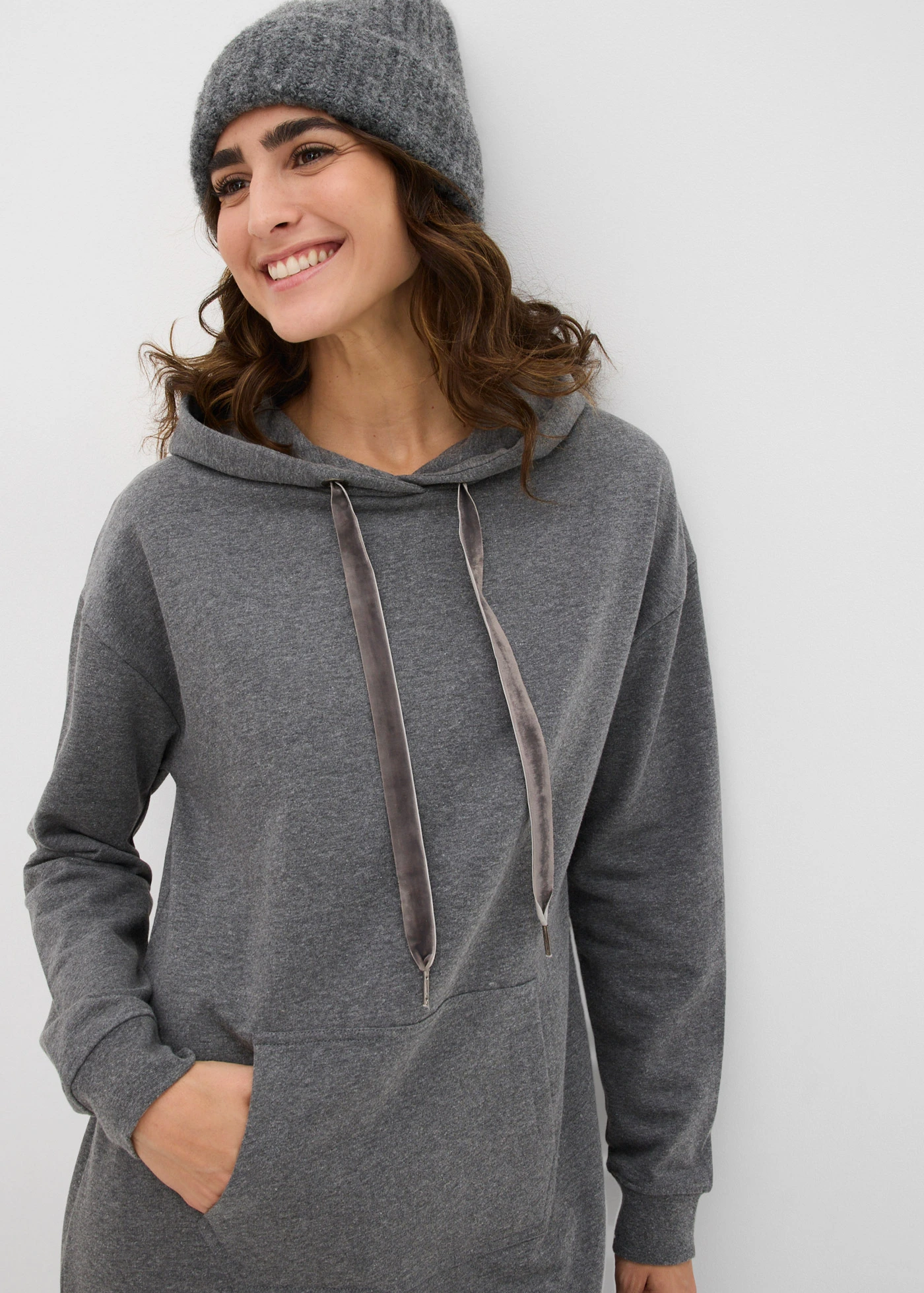 Sweatjurk met biologisch katoen • grijs gemêleerd • bonprix online shop