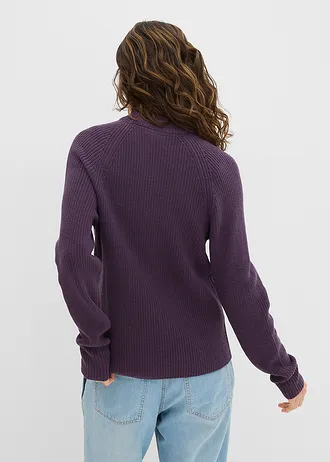 Pull en maille côtelée 100% coton • prune • Boutique bonprix