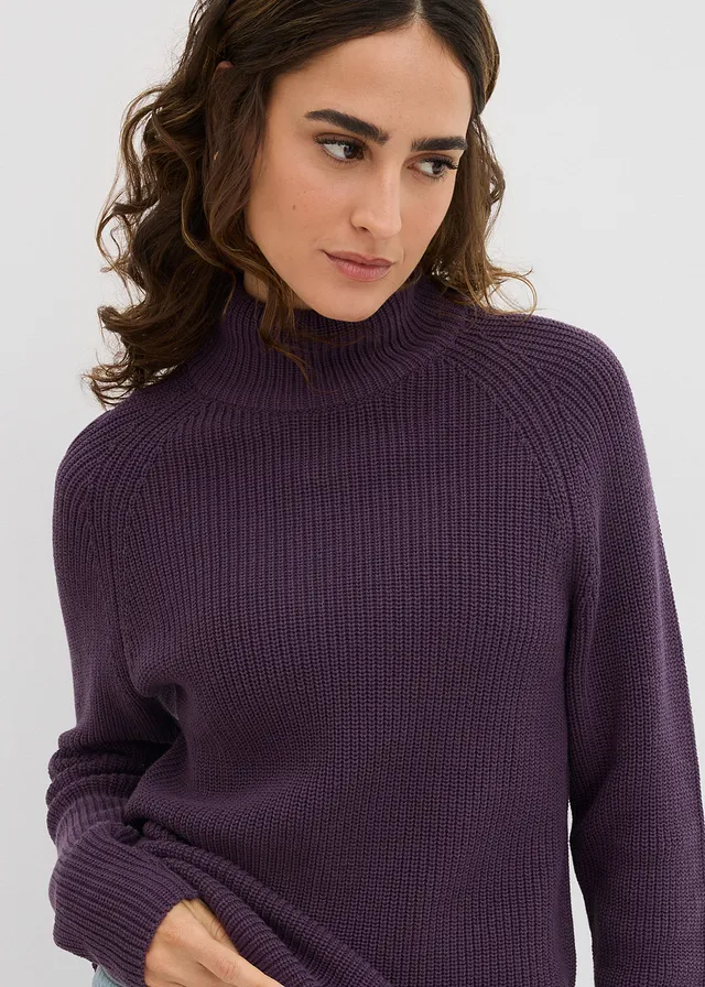 Pull en maille côtelée 100% coton • prune • product-page.page-title-suffix