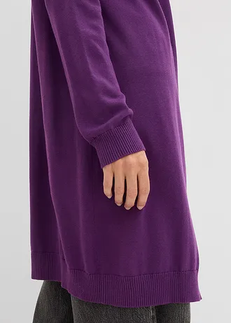 Dlouhý pletený kabátek se srolovanými okraji • sytě fialková • bonprix obchod