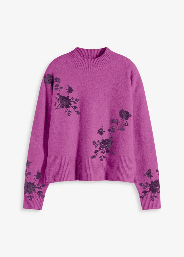 Pulover cu broderie cu paiete