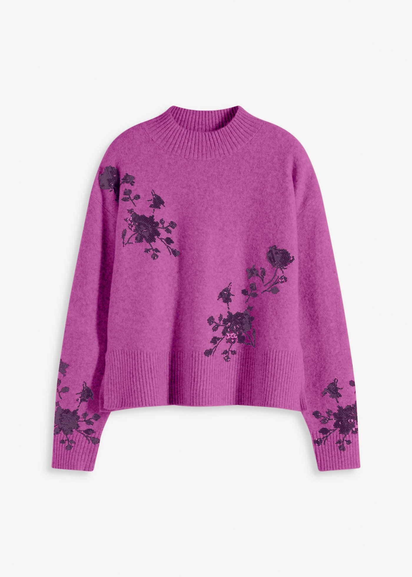 Svetr s pajetkovou výšivkou • pivoňkovo-tmavě fialová • bonprix obchod