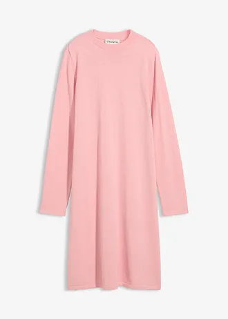 Gebreide jurk in A-lijn, Kleur: asroze gemêleerd