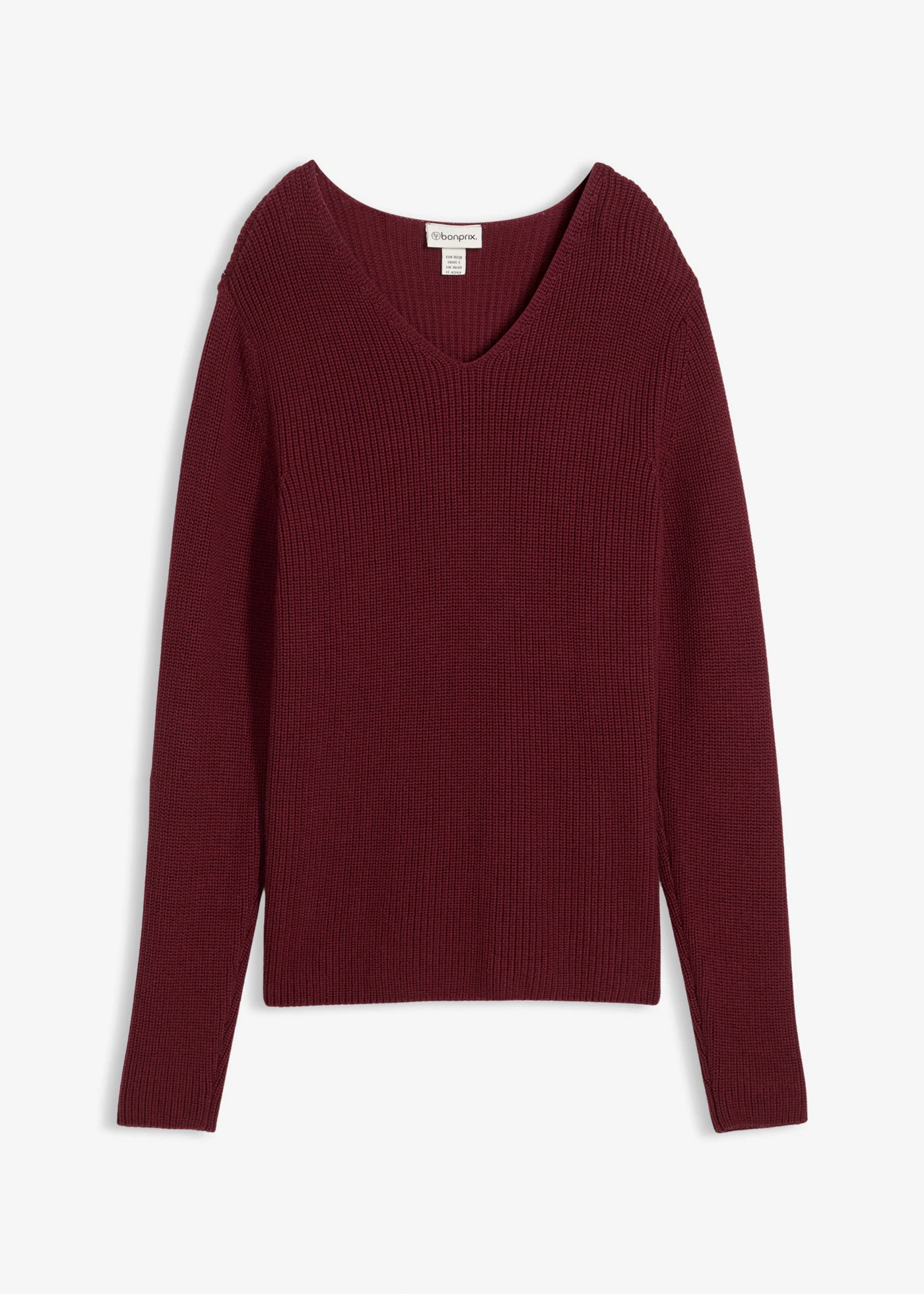 Pull en maille côtelée 100% coton • bordeaux • Boutique bonprix