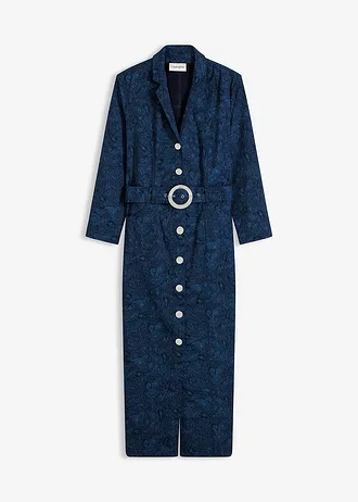 Twill jurk met riem (2-dlg. set), Kleur: donkerblauw-lichtindigo paisley