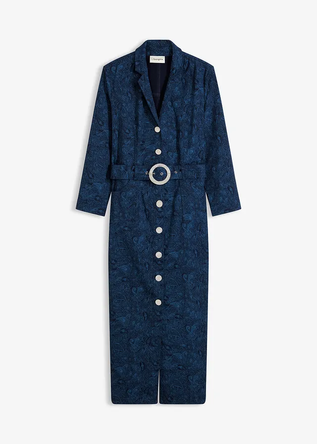 Twill jurk met riem (2-dlg. set) • donkerblauw-lichtindigo paisley • bonprix online shop