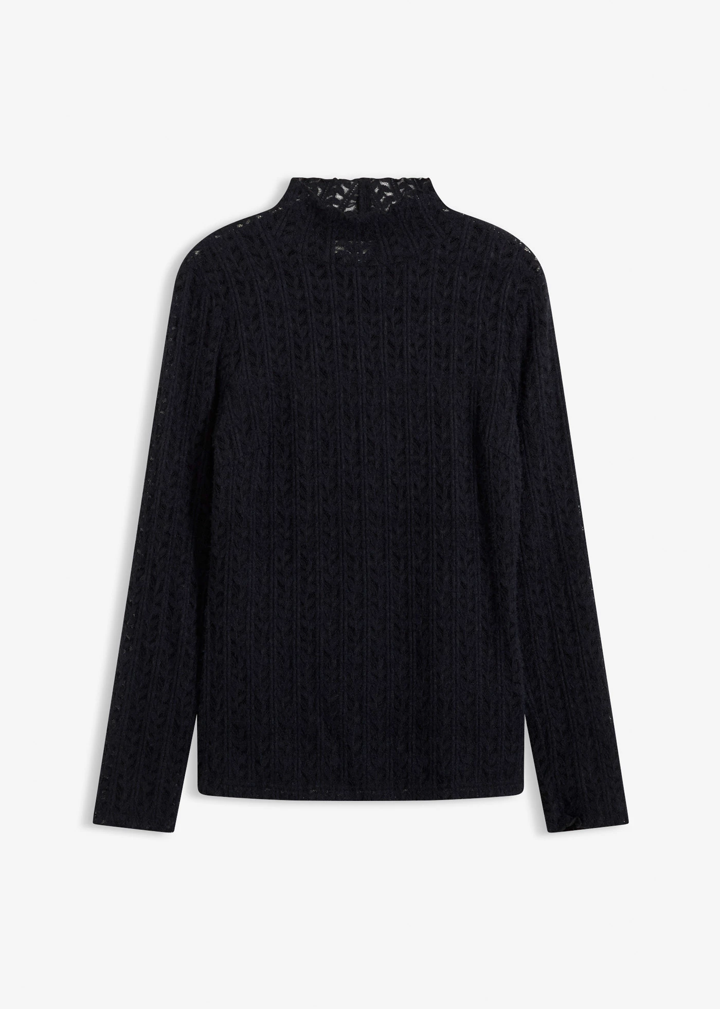 Rolákové tričko z čipky • čierna • obchod bonprix