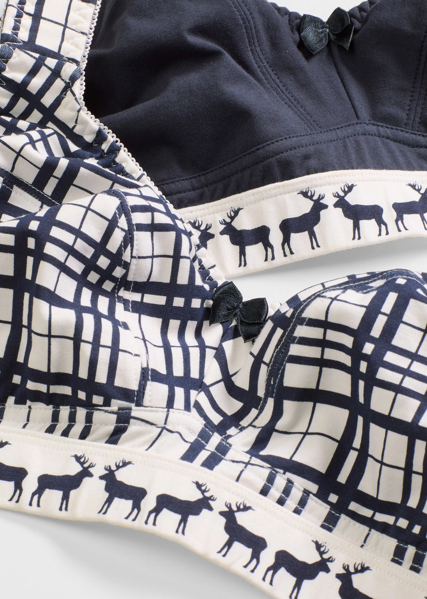 Bh zonder beugels met katoen (set van 2) • intens blauw + wolwit geruit +  intens blauw • bonprix online shop