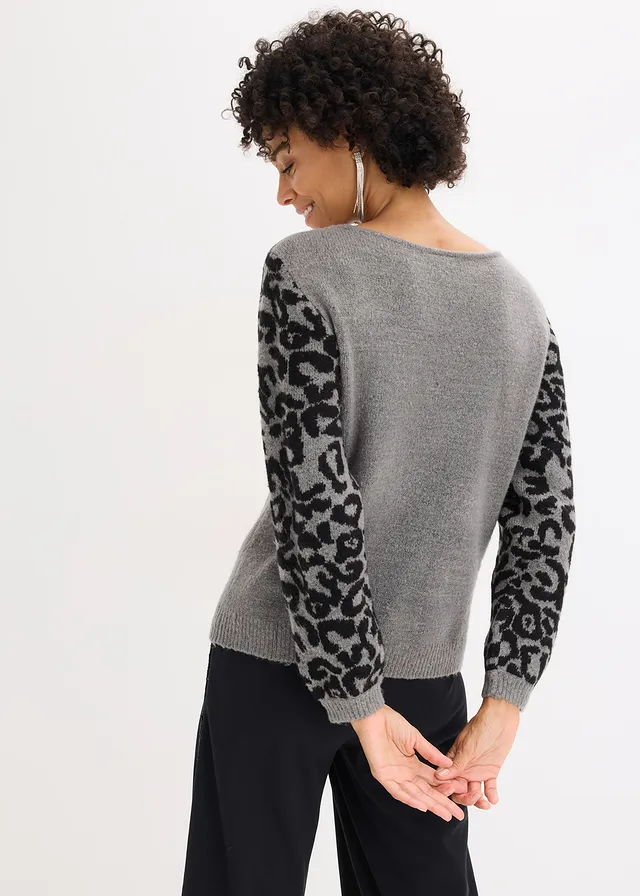 Pull à motif léopard • gris chiné/noir • product-page.page-title-suffix