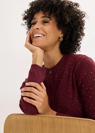 Gilet en maille avec strass • rouge érable • Boutique bonprix