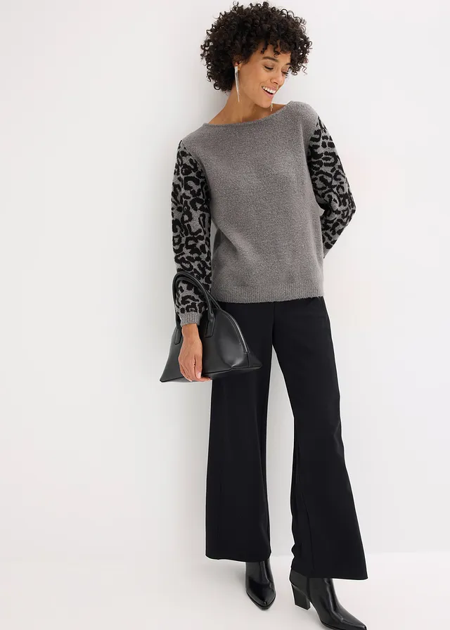 Pull à motif léopard • gris chiné/noir • product-page.page-title-suffix